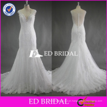 ED Bridal Elegant Beaded Lace Appliqued V Neck Cap Sleeve Sereia Alibaba Vestido de Noiva